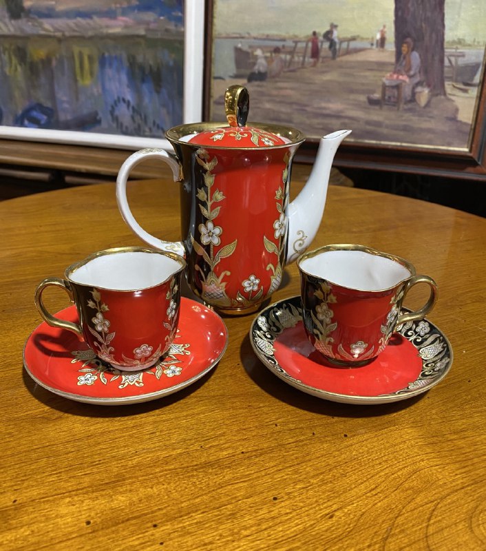 Сервиз кофейный, роспись Лысяков В.Н., 1976 г., Дулёво