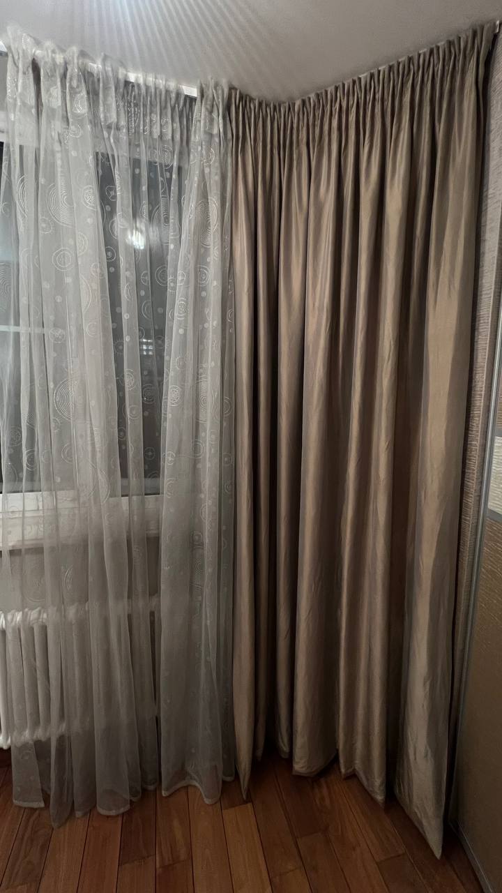 Комплект штор из 2-х полотен на подкладке +тюль Н-260 см, Италия